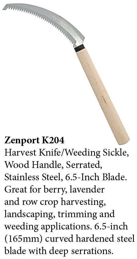 Zenport Sickle K204 Harvest Knife/Weeding Sickle, Wood Handle, Serrated, Japanese, A+ Grade, Stainless Steel, 6.5-Inch Blade - Click Image to Close