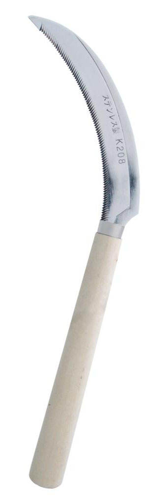 Zenport Sickle K208 Harvest Sickle, Wooden Handle, Light Serration, 6.5-Inch Stainless Steel Blade - Click Image to Close