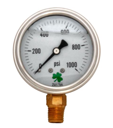 Zenport Zen-Tek Pressure Gauge LPG1000 Liquid Glycerin Filled Pressure Gauge 0-1000 Psi