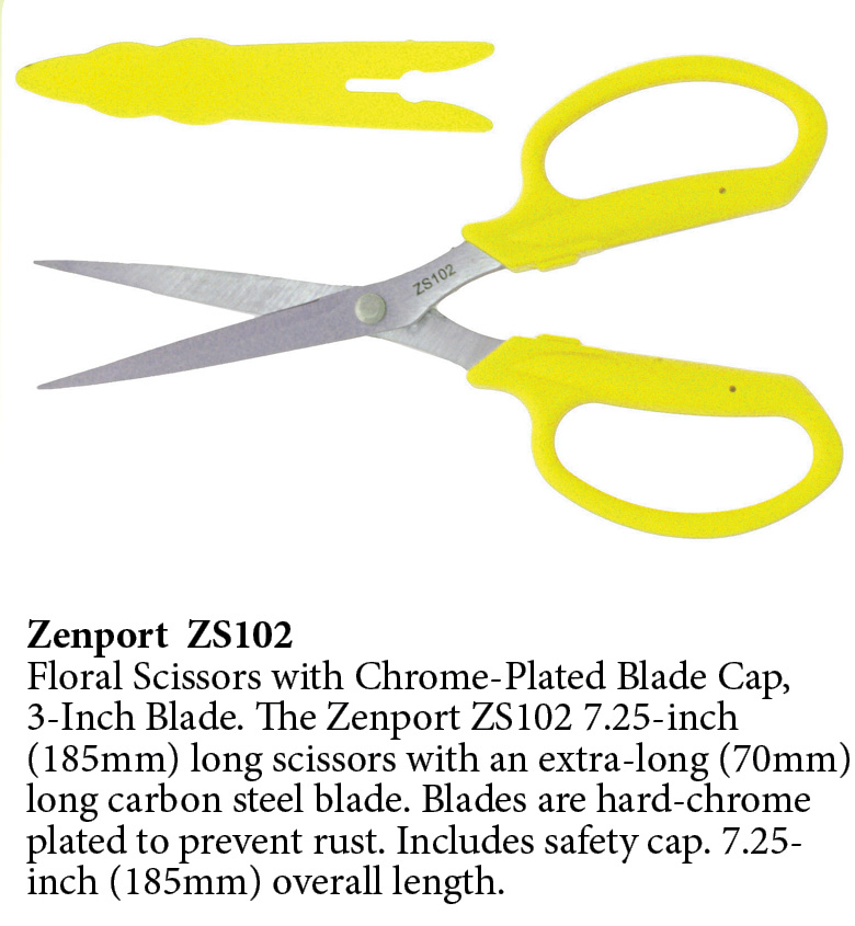 Zenport Scissors ZS102 Floral Scissors with Chrome-Plated Blade and Safety Cap, 3-Inch Blade - Click Image to Close