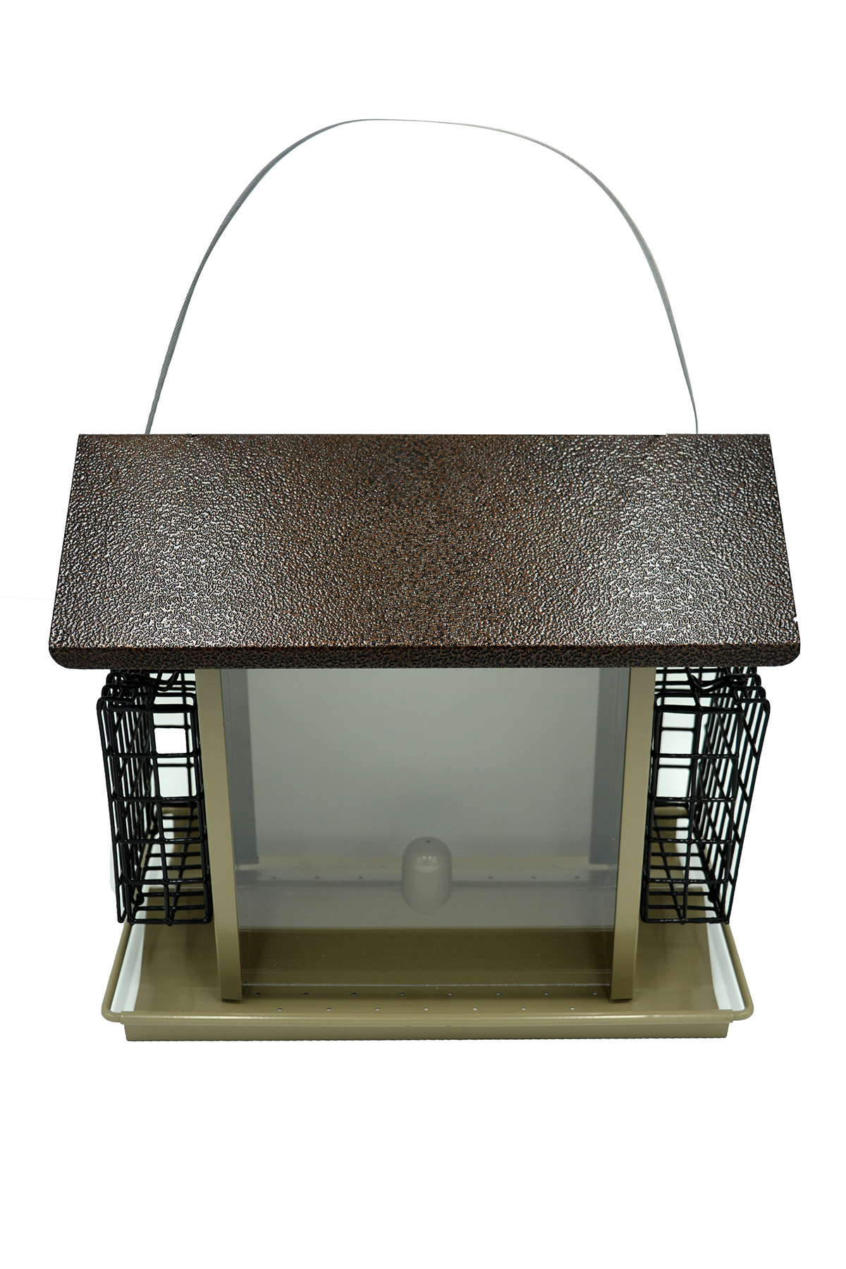 Zenport Large Bird Hopper Feeder Z38073 6.3 qt Capacity, 9.41 x 13-1/2 x 8.27 inches, Hammered Copper - Click Image to Close