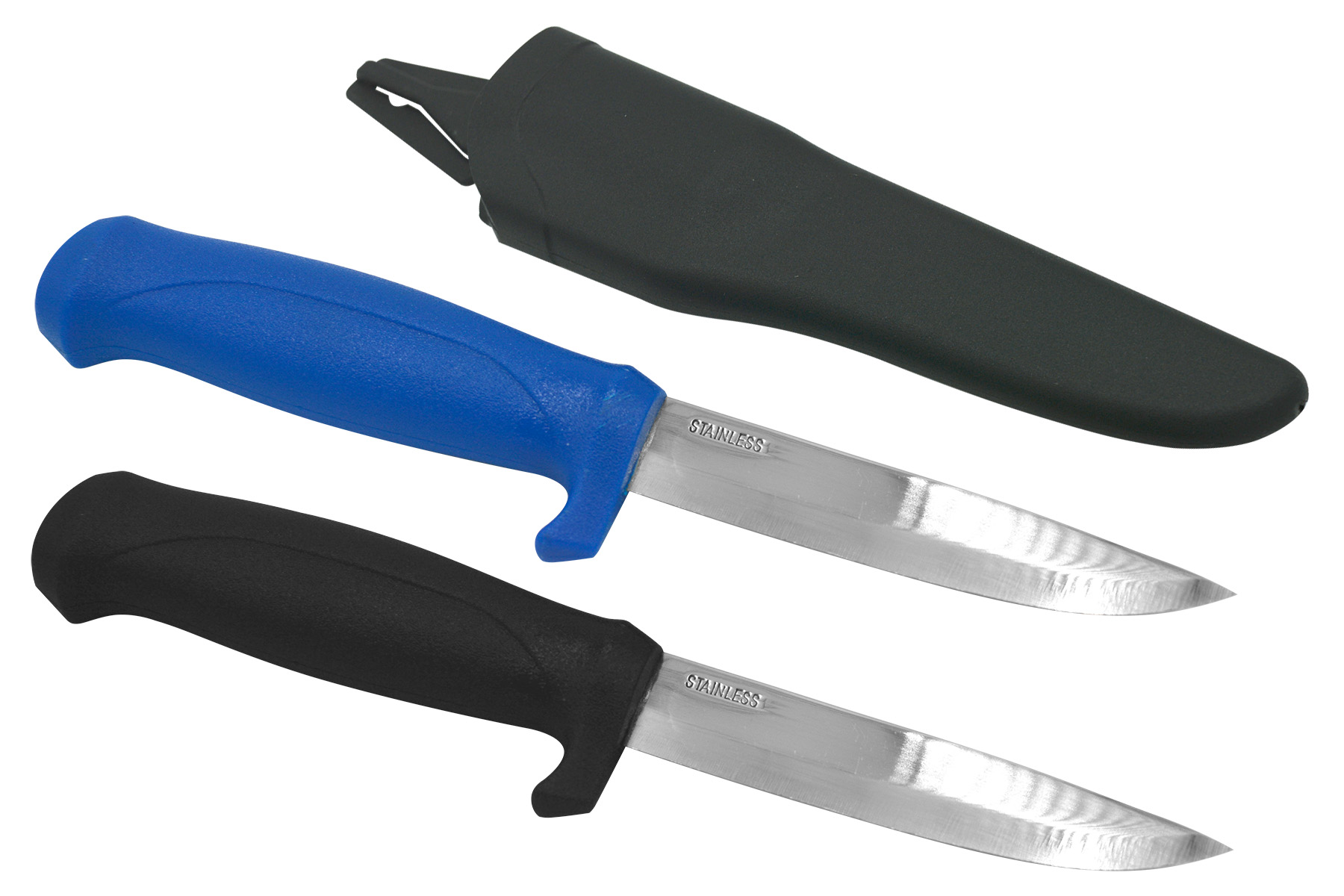 Zenport Blue Handle Multi-Purpose Knife 14012A-BLUE 4-inch Stainless Blade, Plastic Sheath