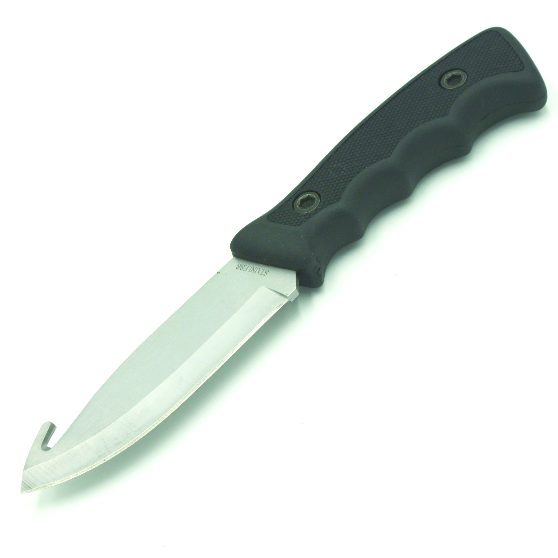 Zenport Cuchillo de caza 14032A hoja de acero inoxidable 440C de 4.2 pulgadas, gancho de tripa, funda, 9 pulgadas de largo