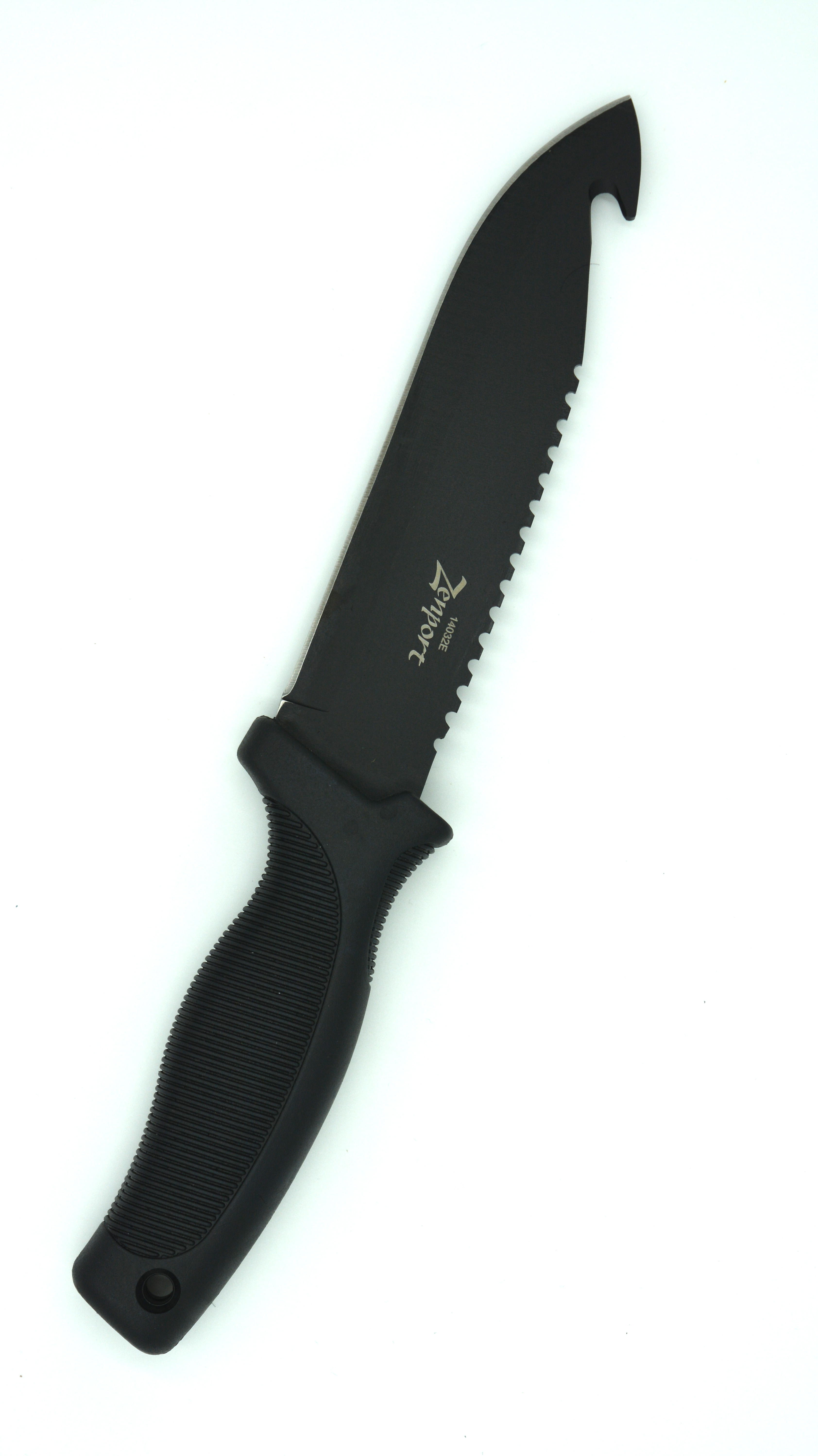 Zenport Hunting Knife 14032E 5.9-Inch 440 Stainless Steel Blade, Saw Teeth, Gut Hook, Sheath, 10.6-Inch Long