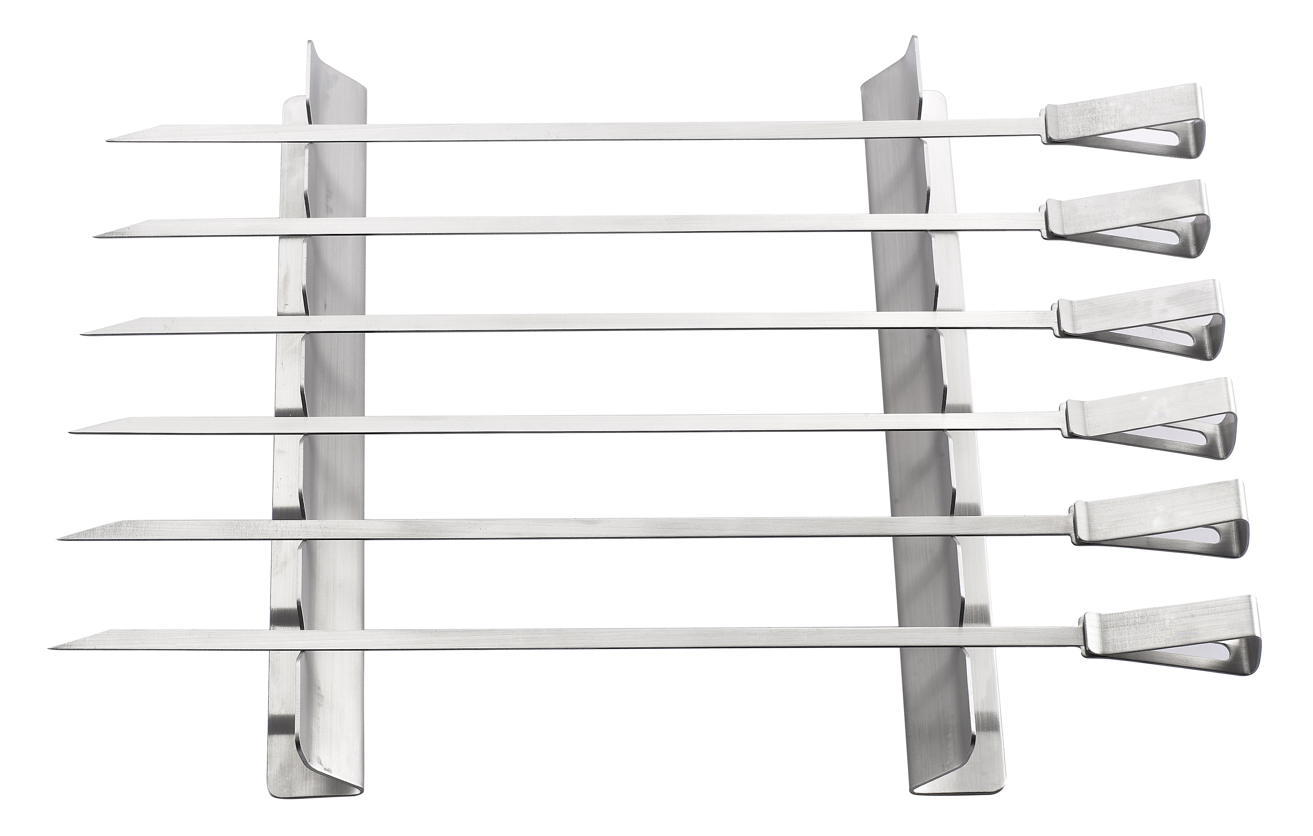 BBQ 870007 Grilling Kabob Rack with 6 Wide Skewers, Stainless Steel