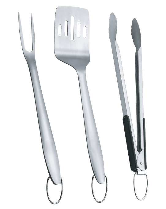 Zenport ZenUrban 880006A 3-Piece BBQ Grill Tool Set: Spatula/Tongs/Fork, Stainless Steel