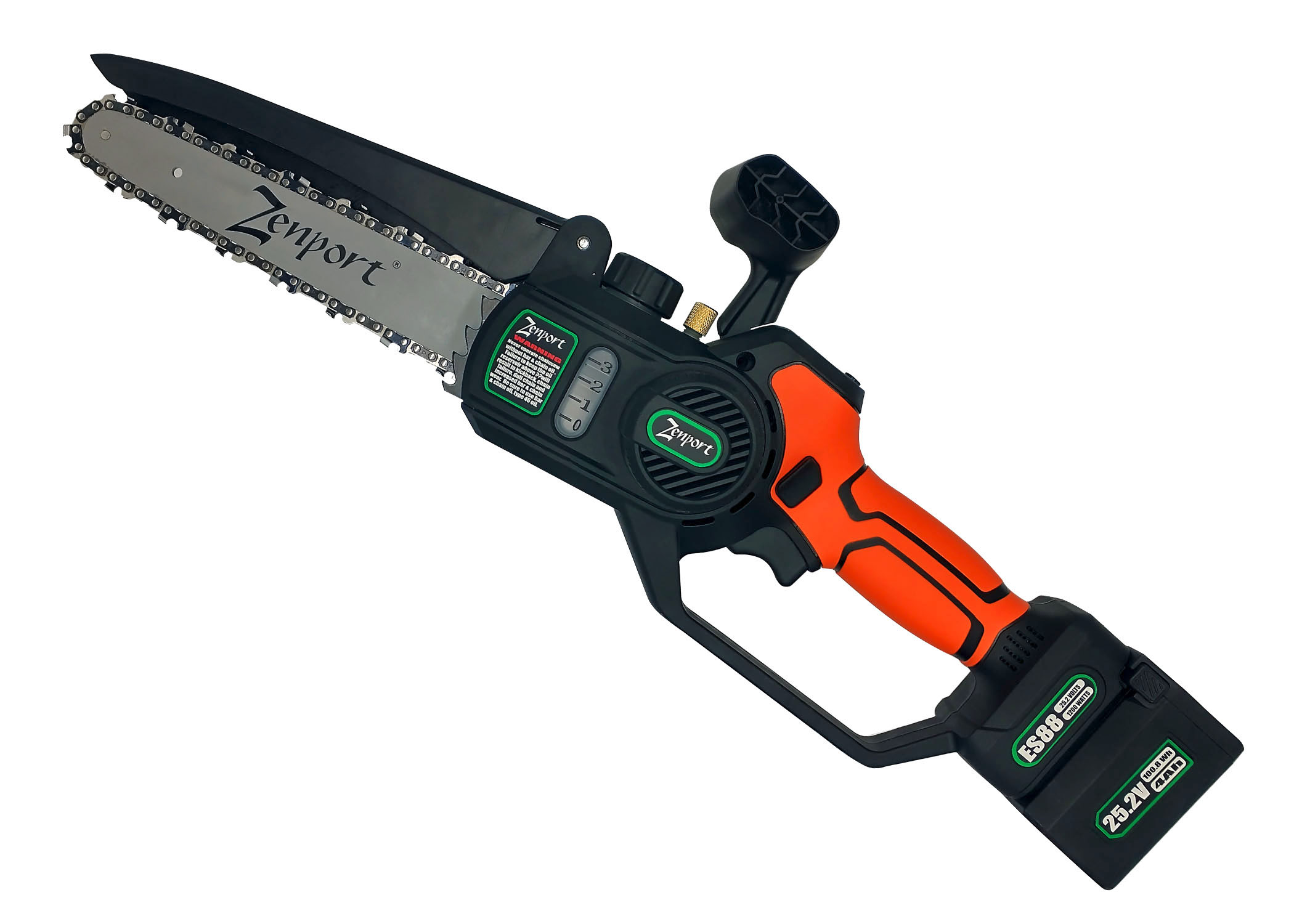 Zenport Chainsaw ES88 8-Inch Bar, 6.3-Inch Cut, 25-Volt Battery