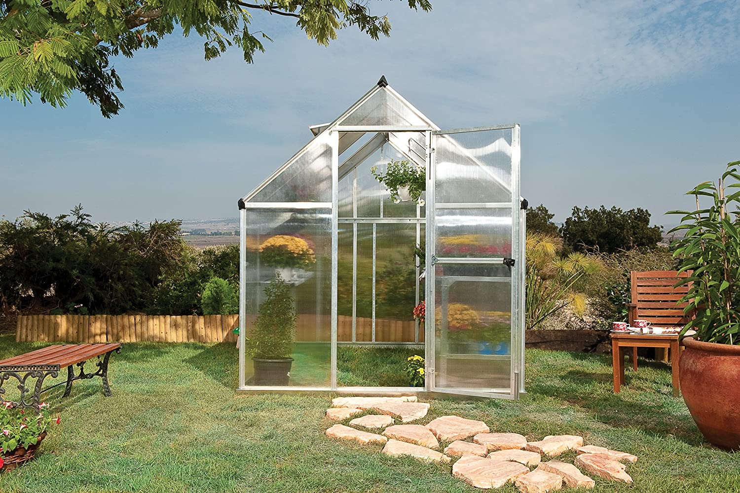 Zenport Walk-In Greenhouse SH7901 (L) 103 x (W) 78 x (H) 81 inch Aluminum Frame - Click Image to Close