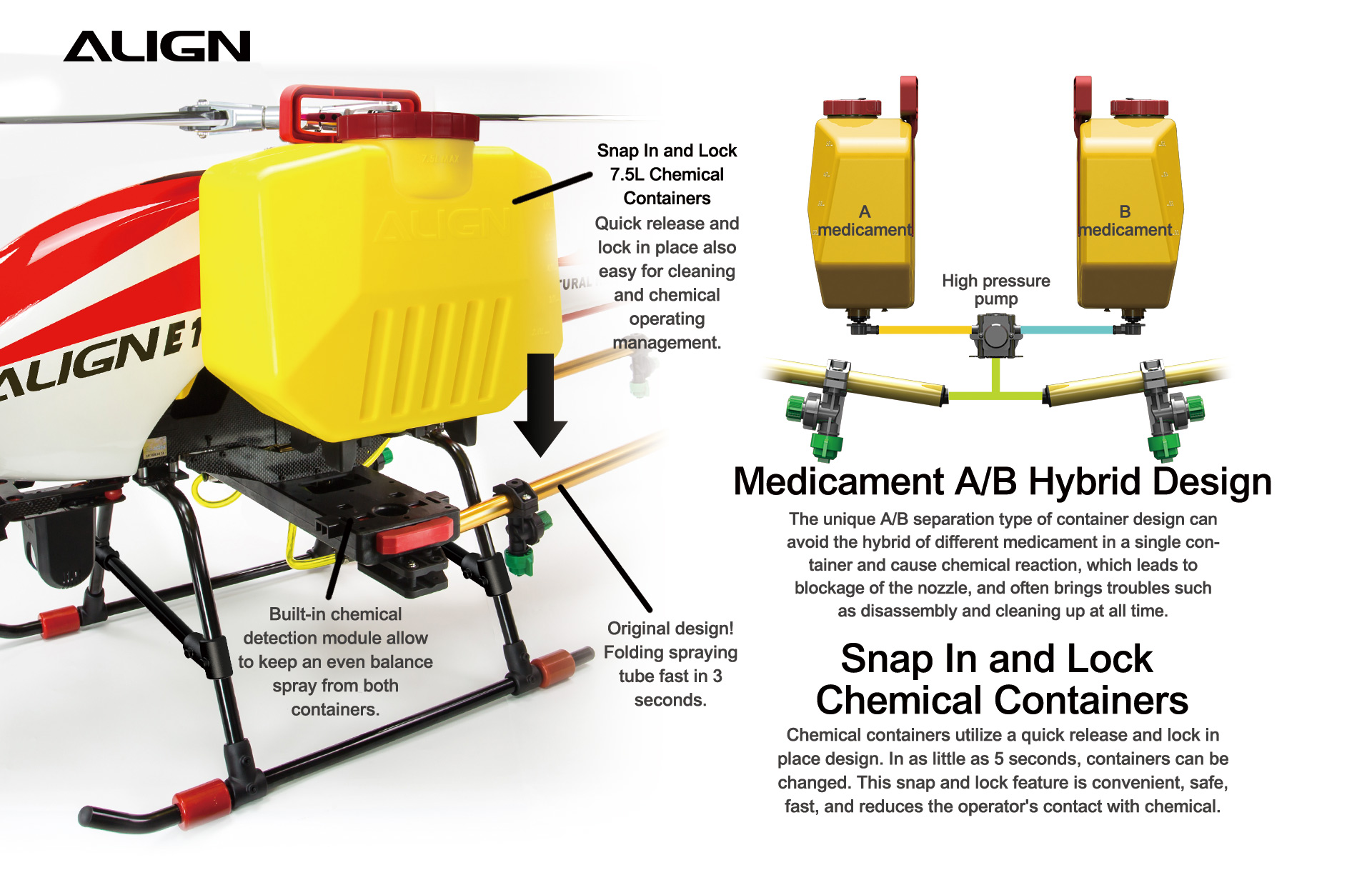 Zenport ALIGN E1 V2 Agricultural Helicopter Crop Spraying Drone Combo, Battery Powered, Two-Blade Rotor