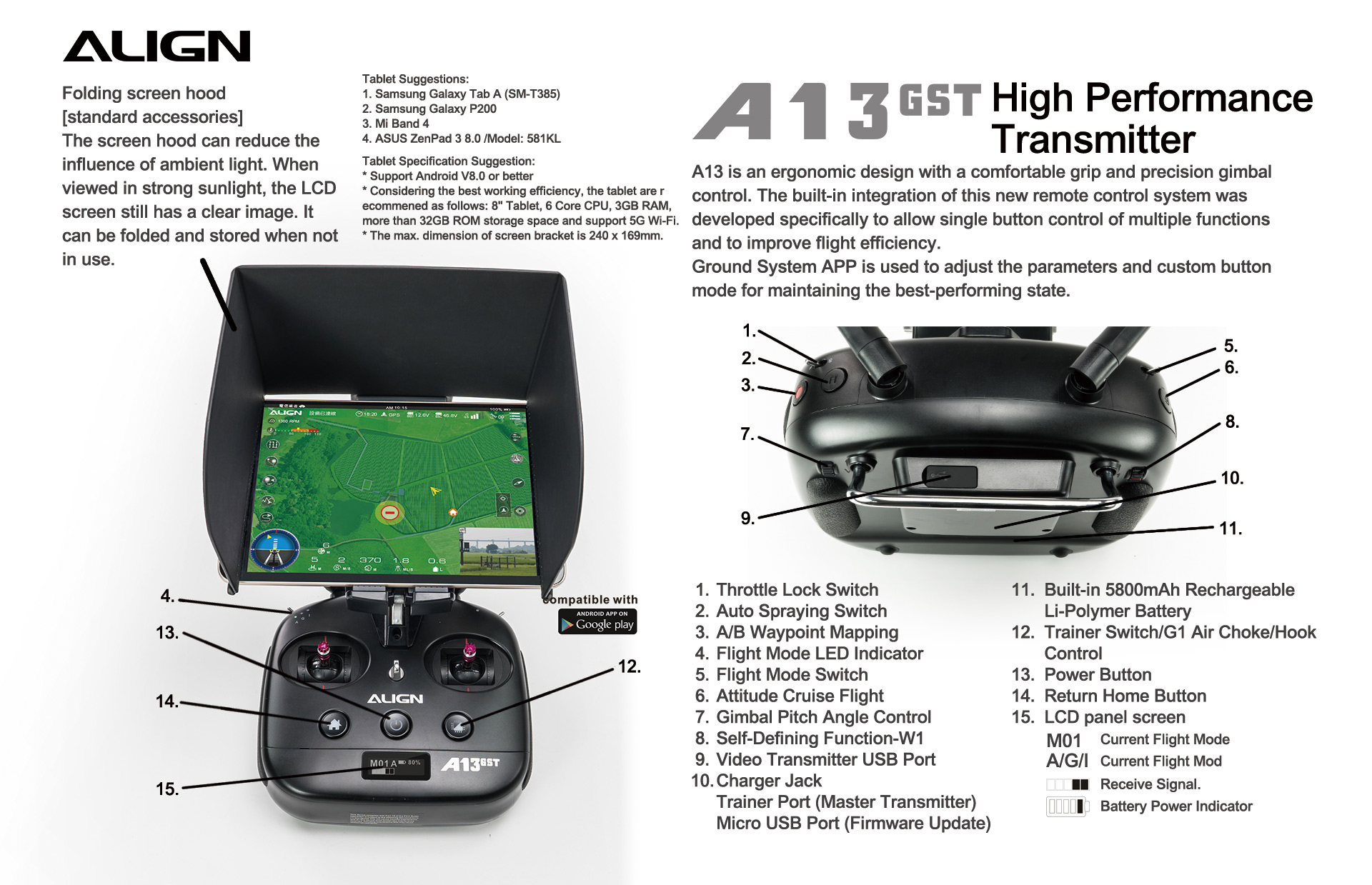 ALIGN E1 V2 Agricultural Helicopter Drone Combo (Two-Blade Rotor Head)