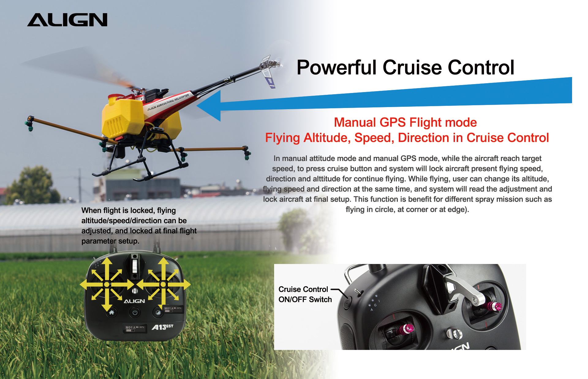 Zenport ALIGN E1 V2 Agricultural Helicopter Crop Spraying Drone Combo, Battery Powered, Two-Blade Rotor - Click Image to Close