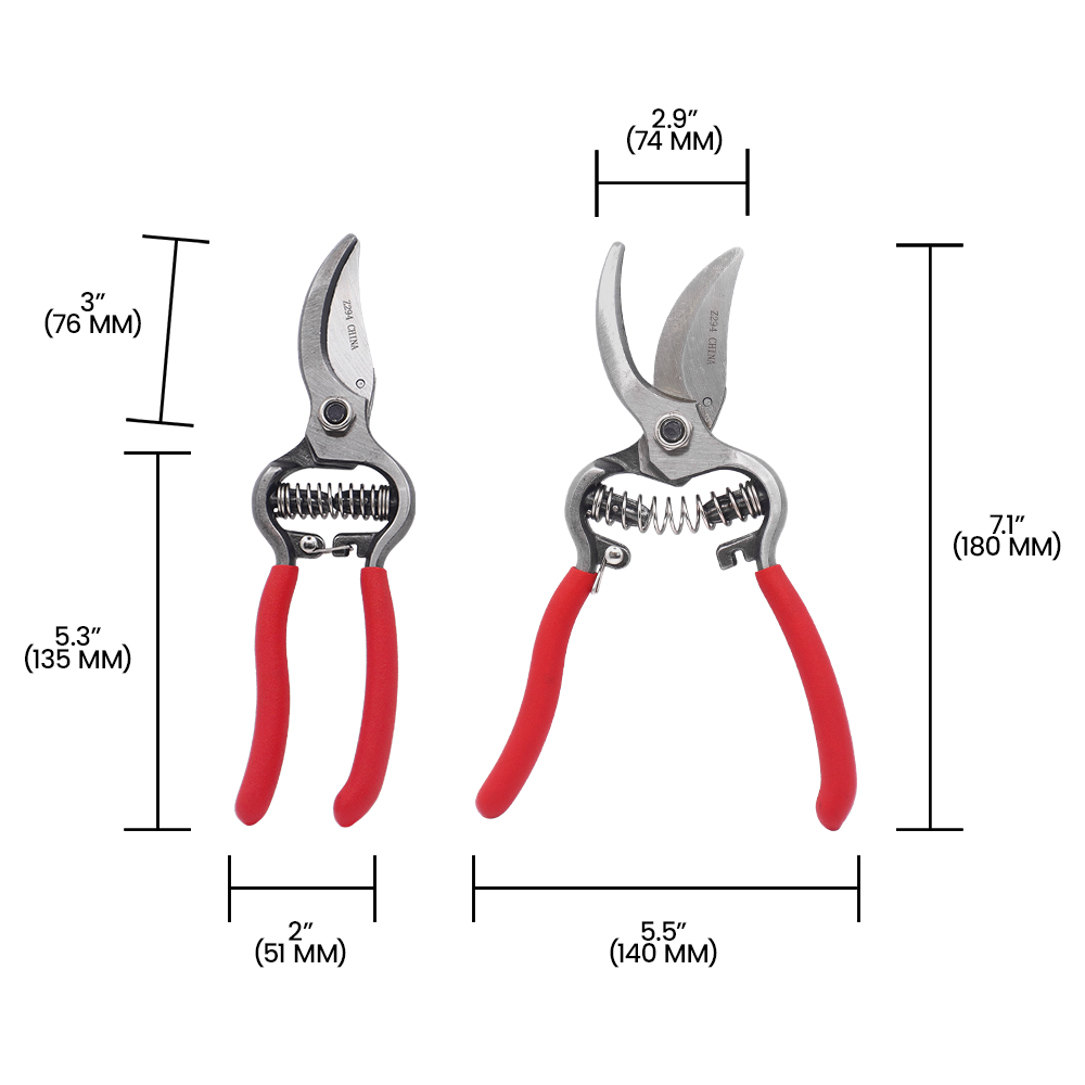 (image for) Zenport Z294 Pruner Ergonomic Forged Steel Pro, Red Handle, 1-Inch Cut, 8-Inch Long