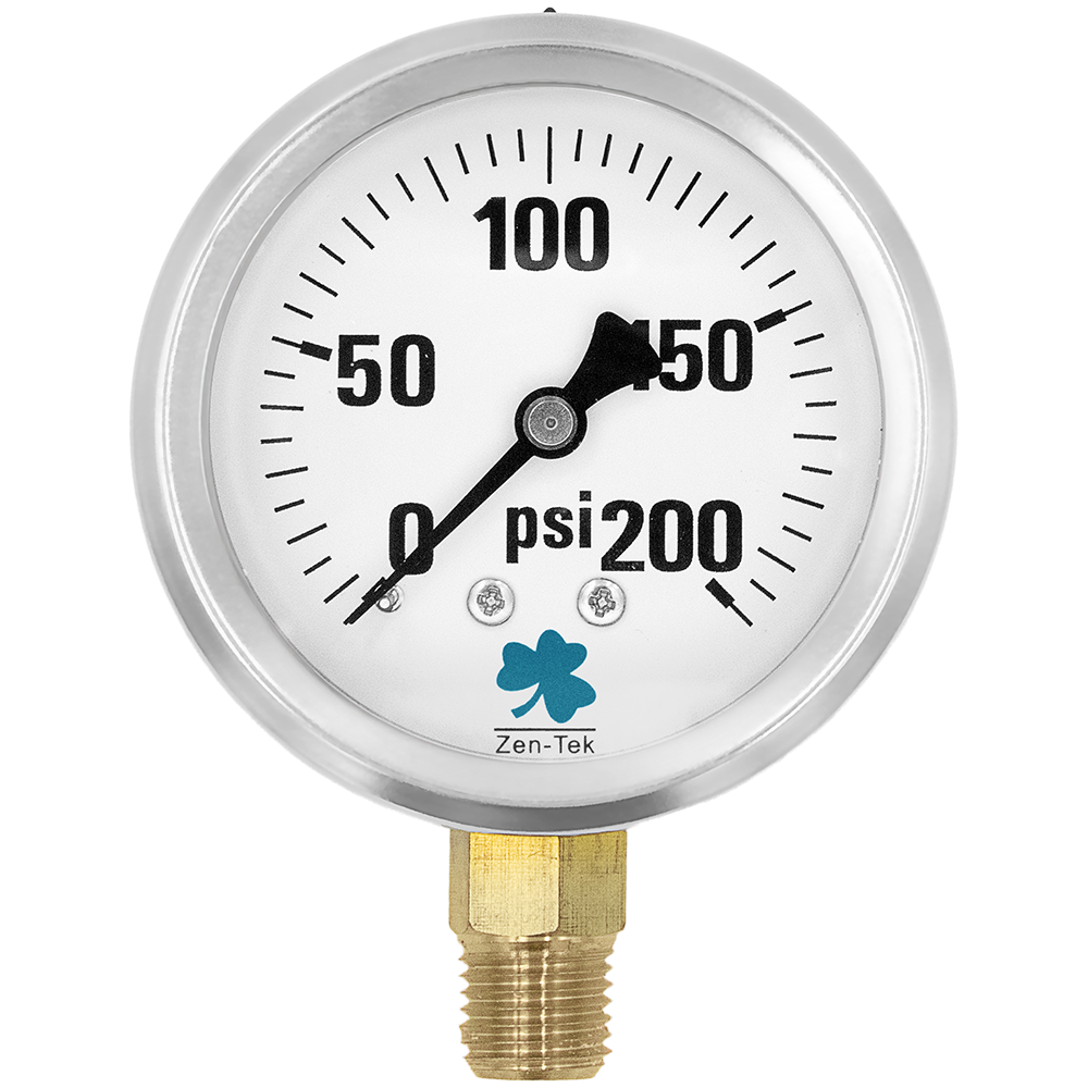 Zenport Zen-Tek Pressure Gauge LPG200 Liquid Glycerin Filled Pressure Gauge, 0-200 Psi (image for) Zenport Zen-Tek Pressure Gauge LPG200 Liquid Glycerin Filled Pressure Gauge, 0-200 Psi