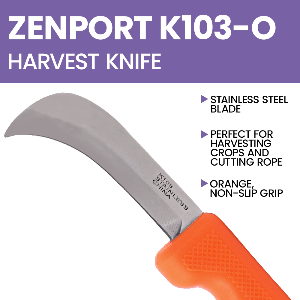 (image for) Zenport Landscape Sod Knife K103 Harvest/Utility Knife, 3-Inch Straight Stainless Steel Non-Serrated Blade