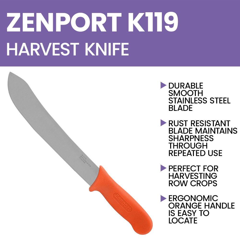 (image for) Zenport Harvest Knife K119 Butcher/Field Harvest Knife, Stainless Steel, 10-Inch Blade