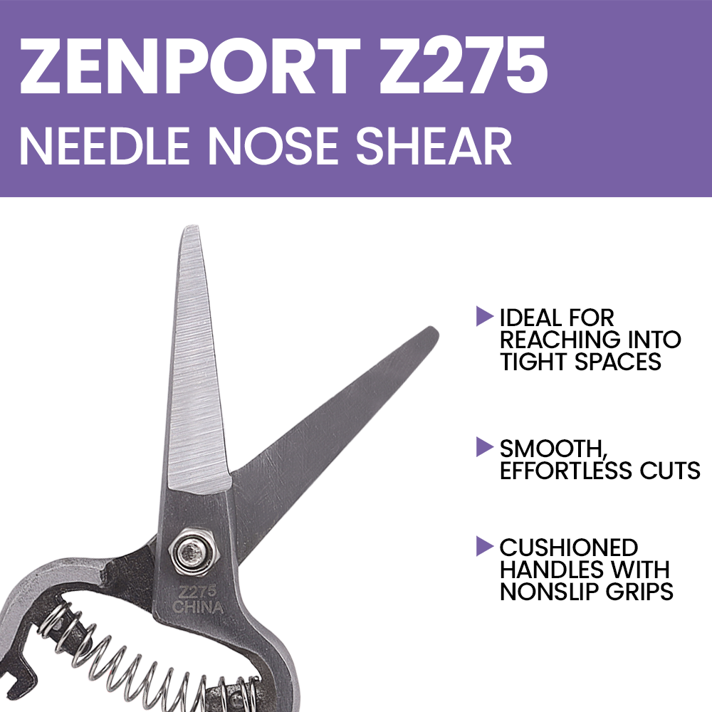 (image for) Zenport Z275 Pruner Large Needlenose Pruning Shear Pro, Flower, Drop Forged Steel, 8-Inch Long, Straight Blade