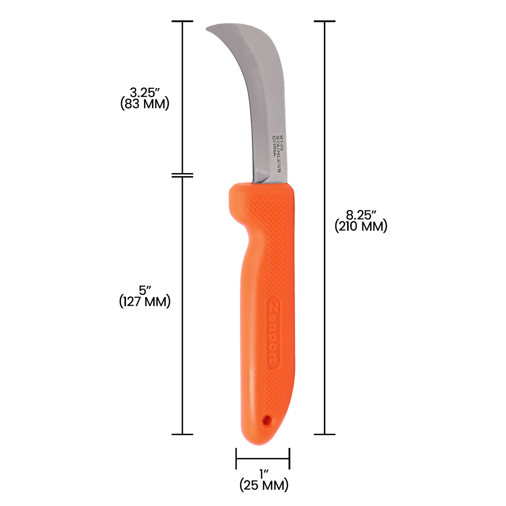 (image for) Zenport Landscape Sod Knife K103 Harvest/Utility Knife, 3-Inch Straight Stainless Steel Non-Serrated Blade