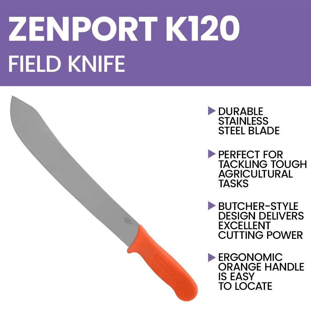 (image for) Zenport Harvest Knife K120 Butcher/Field Harvest Knife, Stainless Steel, 12-Inch Blade