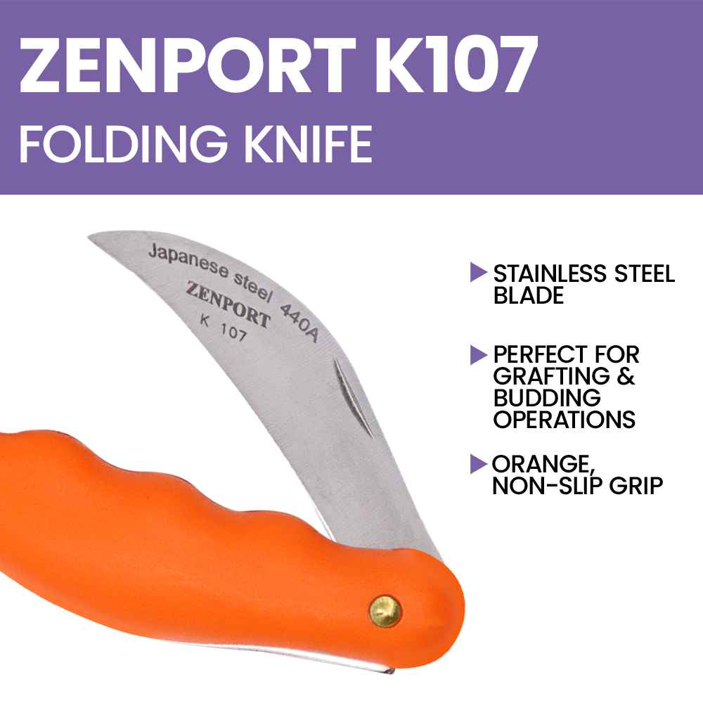 (image for) Zenport Horticulture Knife K107 Folding Horticulture Knife, 3.5-Inch Stainless