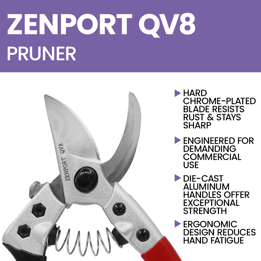 (image for) Zenport QV8 Pruner Japanese Squeeze Open Pro, Chrome Plated Blade, 1-Inch Cut, 8-Inch Long