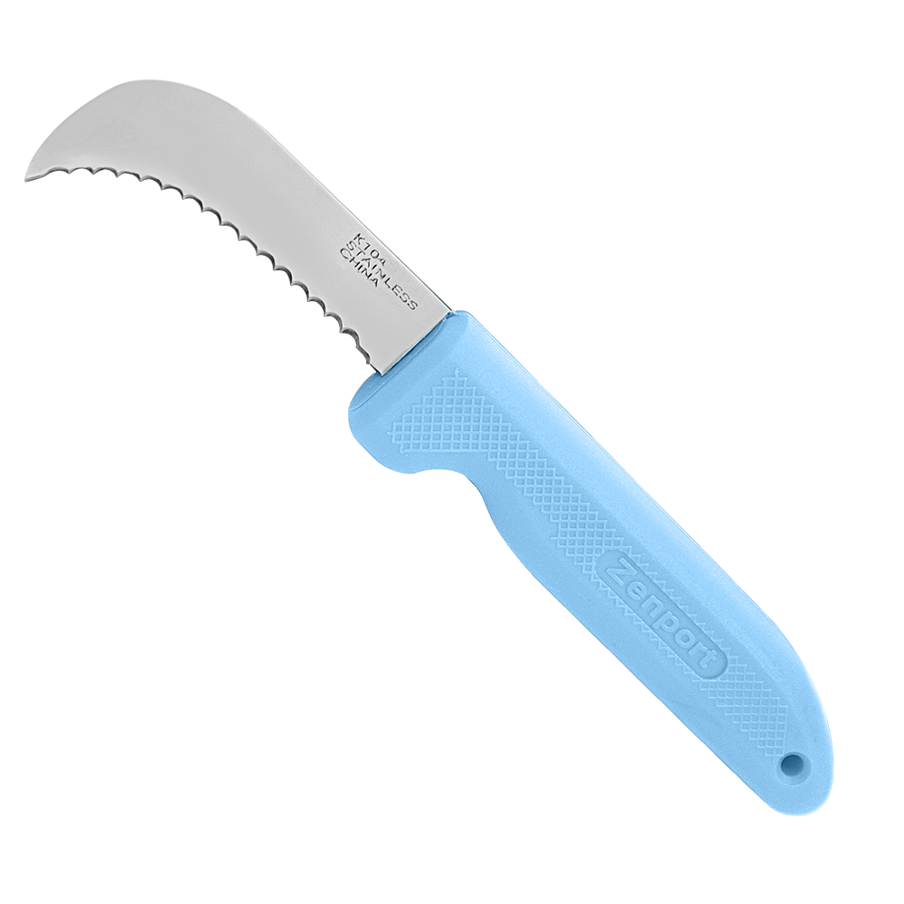 (image for) Zenport Sod Knife K104-BLUE Harvest Landscape Knife, 3-Inch Stainless Steel Deep Serrated Blade