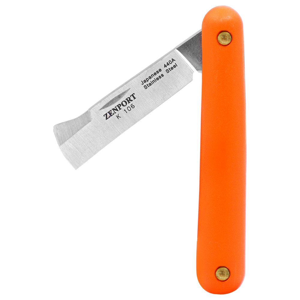 (image for) Zenport Grafting Knife K106 Budding and Grafting Knife, Bark Lifter, Dual-Taper Bevel Cutting Edge