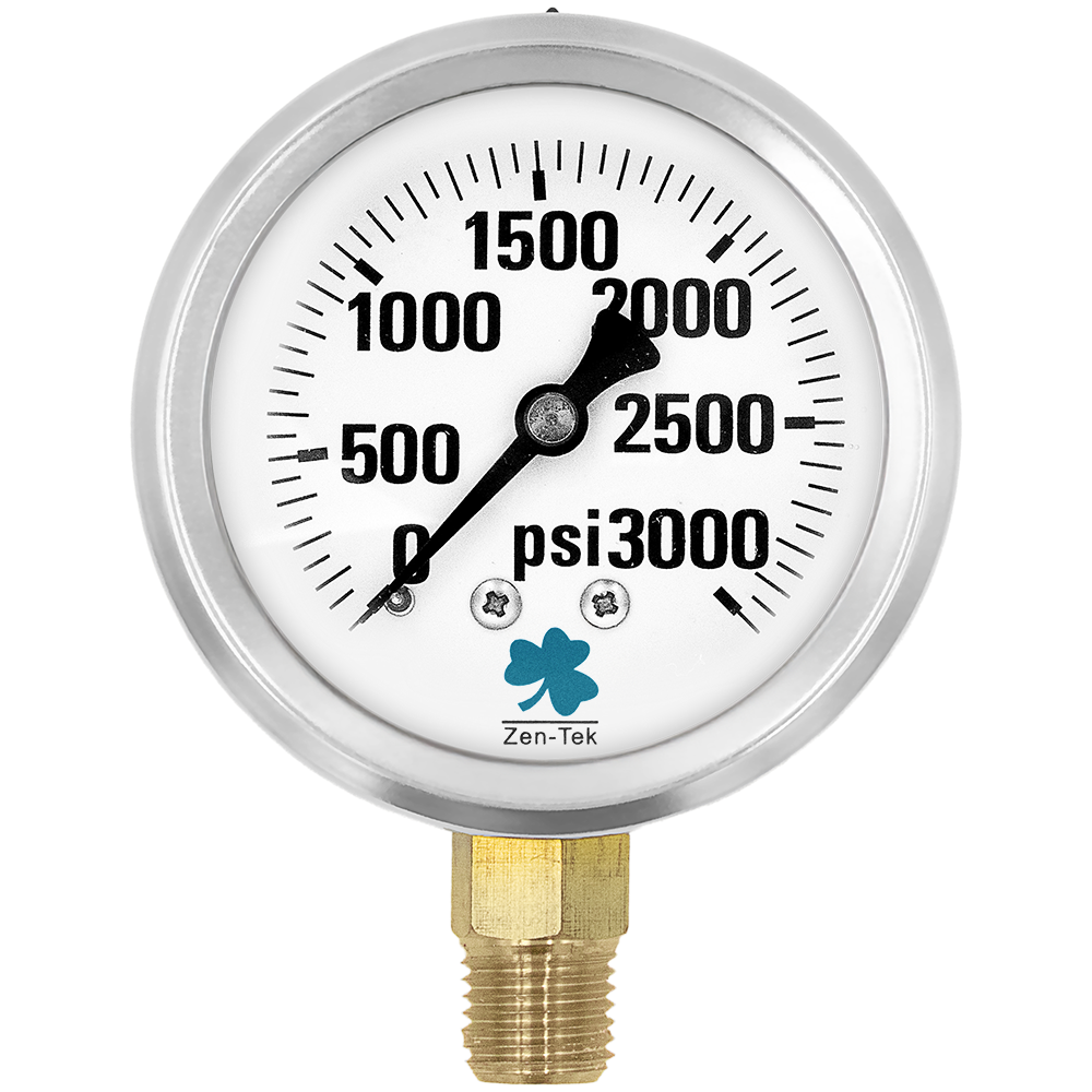 Zenport Zen-Tek Pressure Gauge LPG3000 Liquid Glycerin Filled Pressure Gauge 0-3000 Psi (image for) Zenport Zen-Tek Pressure Gauge LPG3000 Liquid Glycerin Filled Pressure Gauge 0-3000 Psi