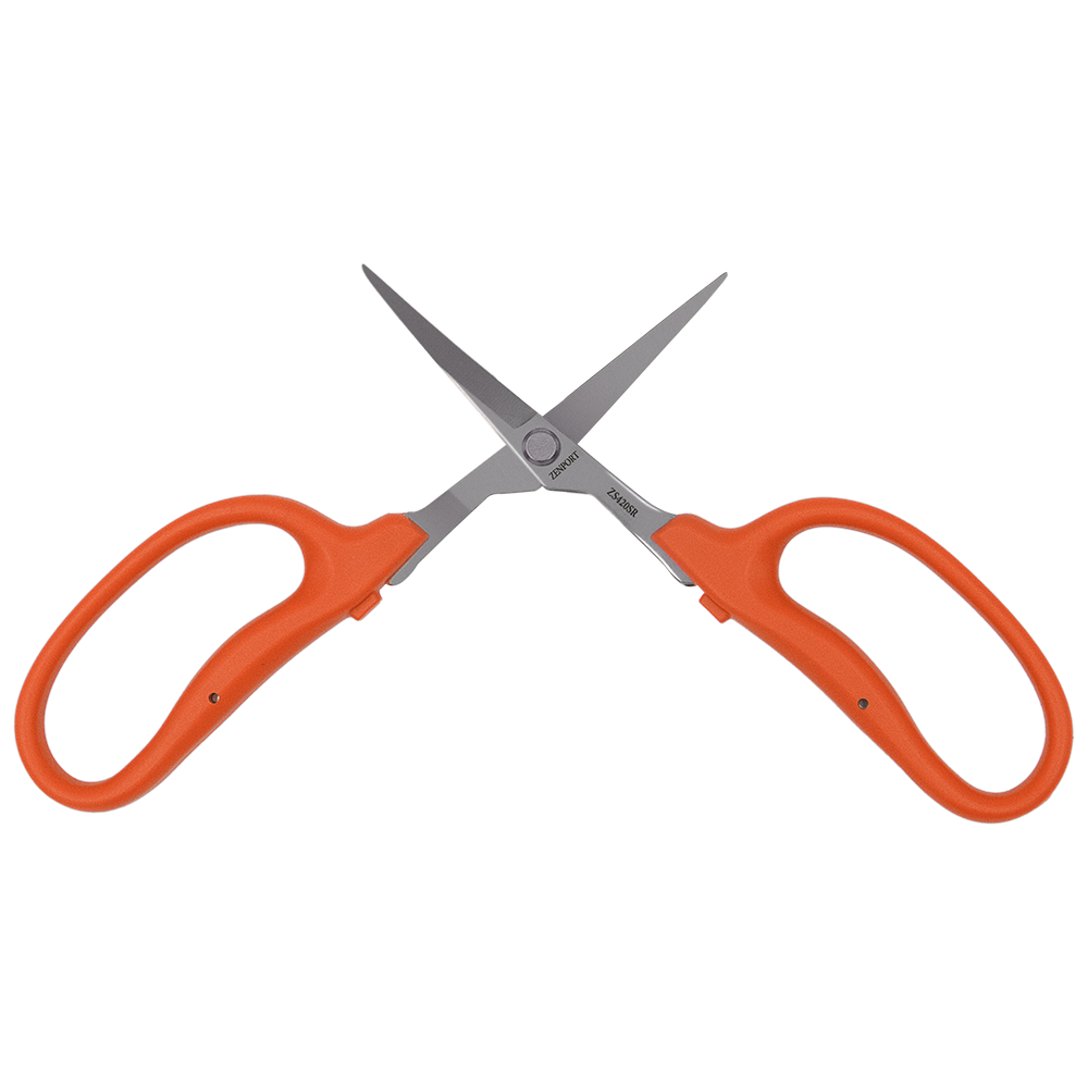 (image for) Zenport Scissors ZS420SR Sap Resistant Curved Fluorine Coated MasaMasa Trim Trimming Scissors, Orange Handle