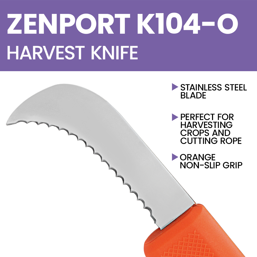 (image for) Zenport Sod Knife K104 Harvest Landscape Knife, 3-Inch Stainless Steel Deep Serrated Blade