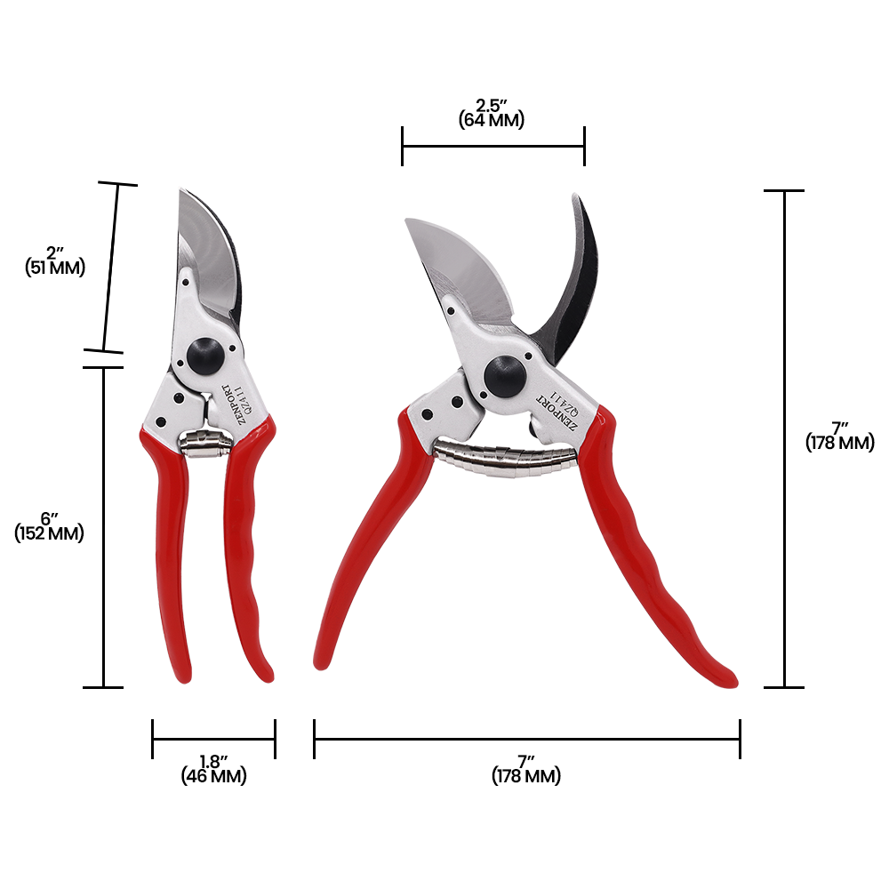 (image for) Zenport QZ411 Pruner Narrow Head Professional, 1-Inch Cut, 8.25-Inch Long