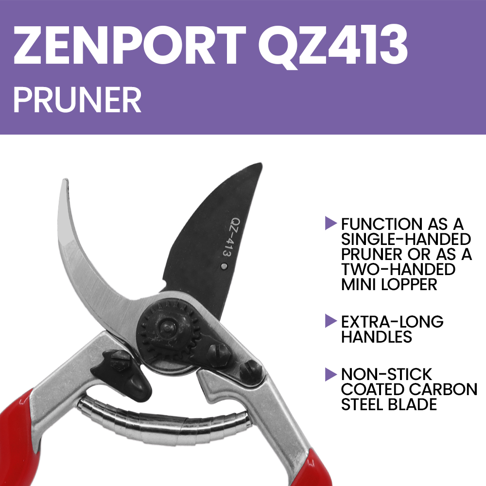 (image for) Zenport QZ413 Pruner Two-Hand Multi-Purpose, 1.25-Inch Cut, Forged Aluminum Handles