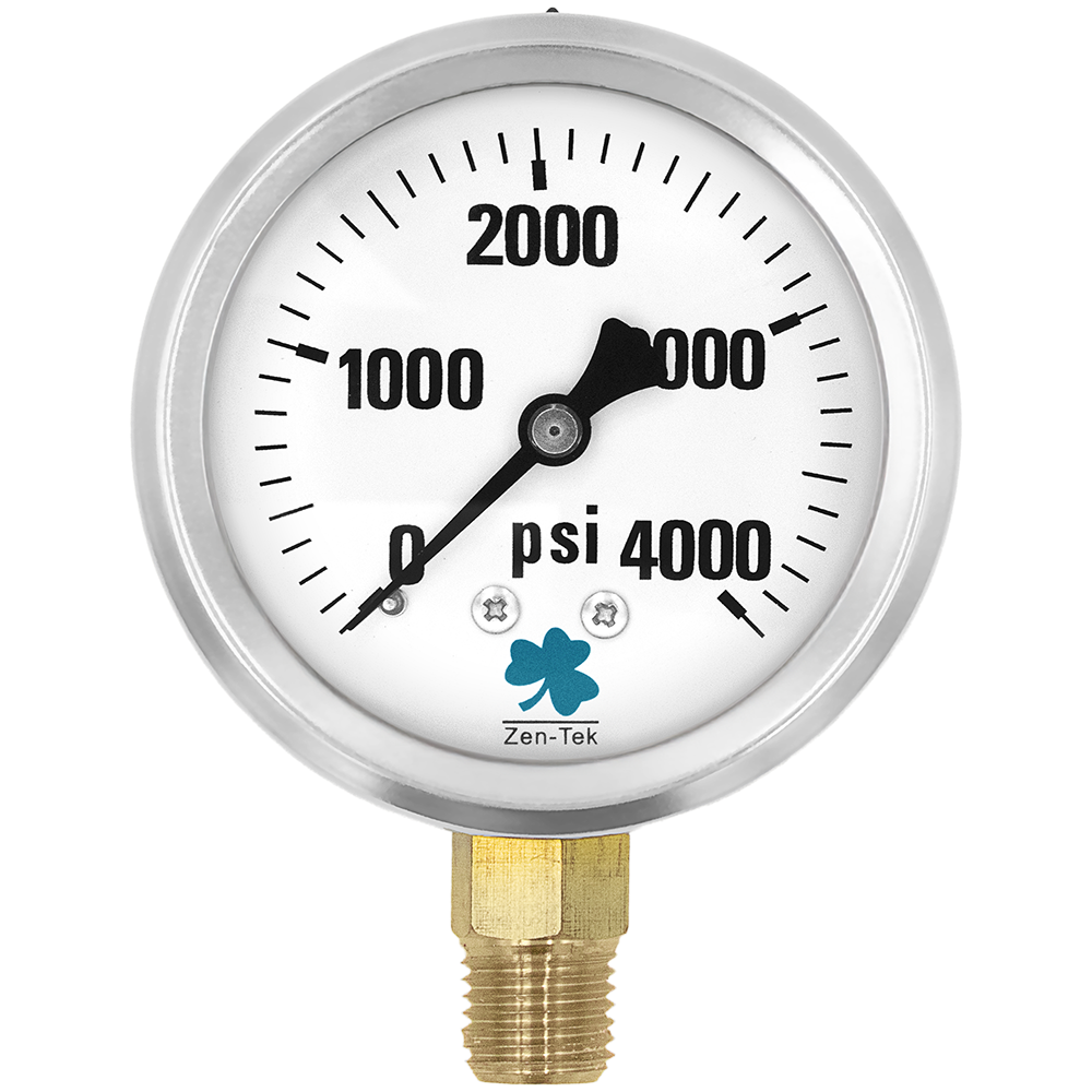 Zenport Zen-Tek Pressure Gauge LPG4000 Liquid Glycerin Filled Pressure Gauge 0-4000 Psi (image for) Zenport Zen-Tek Pressure Gauge LPG4000 Liquid Glycerin Filled Pressure Gauge 0-4000 Psi