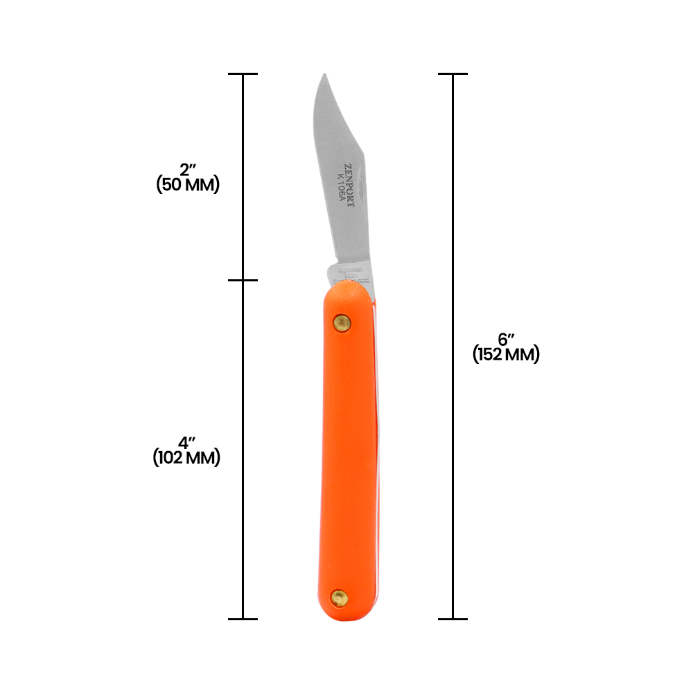 (image for) Zenport Grafting Knife K106A Budding and Grafting Knife, Clip-Point Blade, Dual-Taper Bevel Cutting Edge