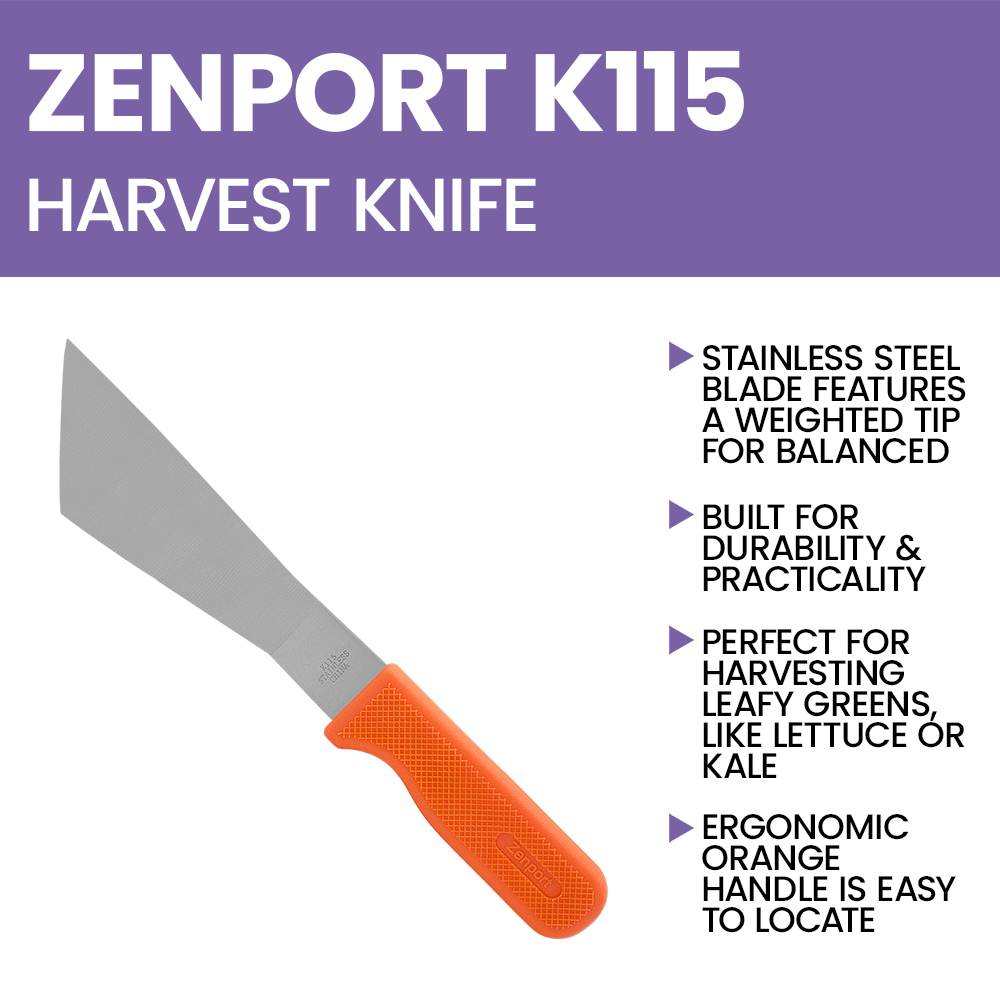 (image for) Zenport Lettuce Knife K115 Row Crop Harvest Knife, Lettuce Trimmer, 7.25-Inch Stainless Steel Blade