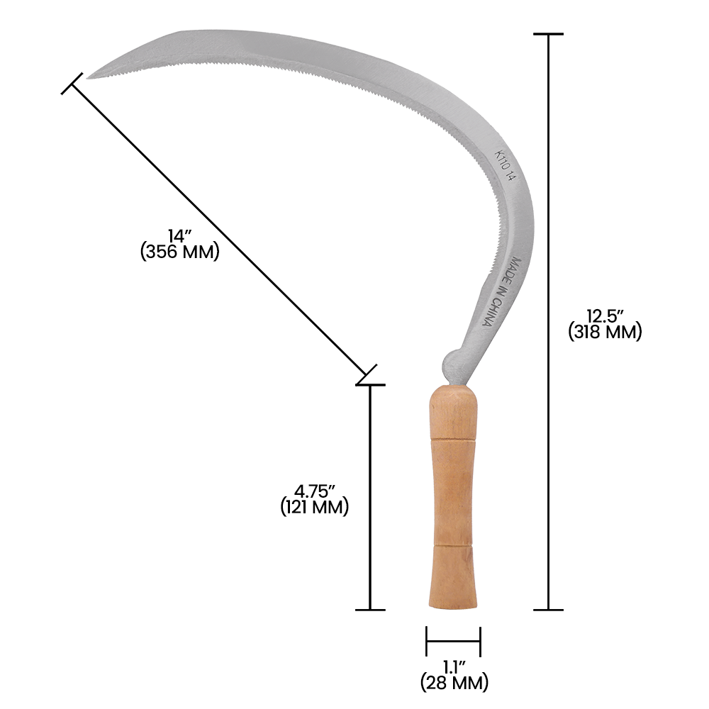 (image for) Zenport Scythe K110 14-Inch Harvest/Landscape Scythe, Serrated, Curved, 14-Inch Blade