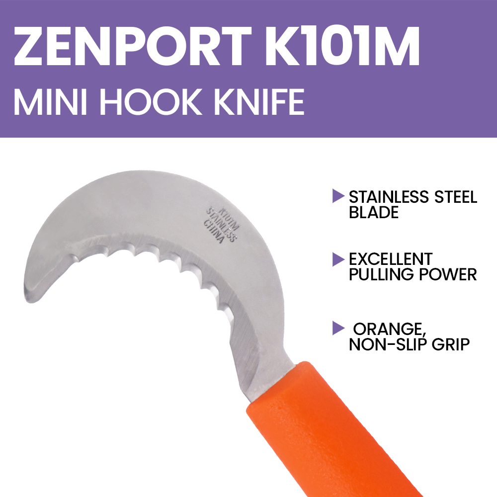 (image for) Zenport Grape Hook Knife K101M Mini Harvest/Utility Hook Knife, Grape and Melon, 2.5-Inch Curved Serrated Stainless Steel Blade