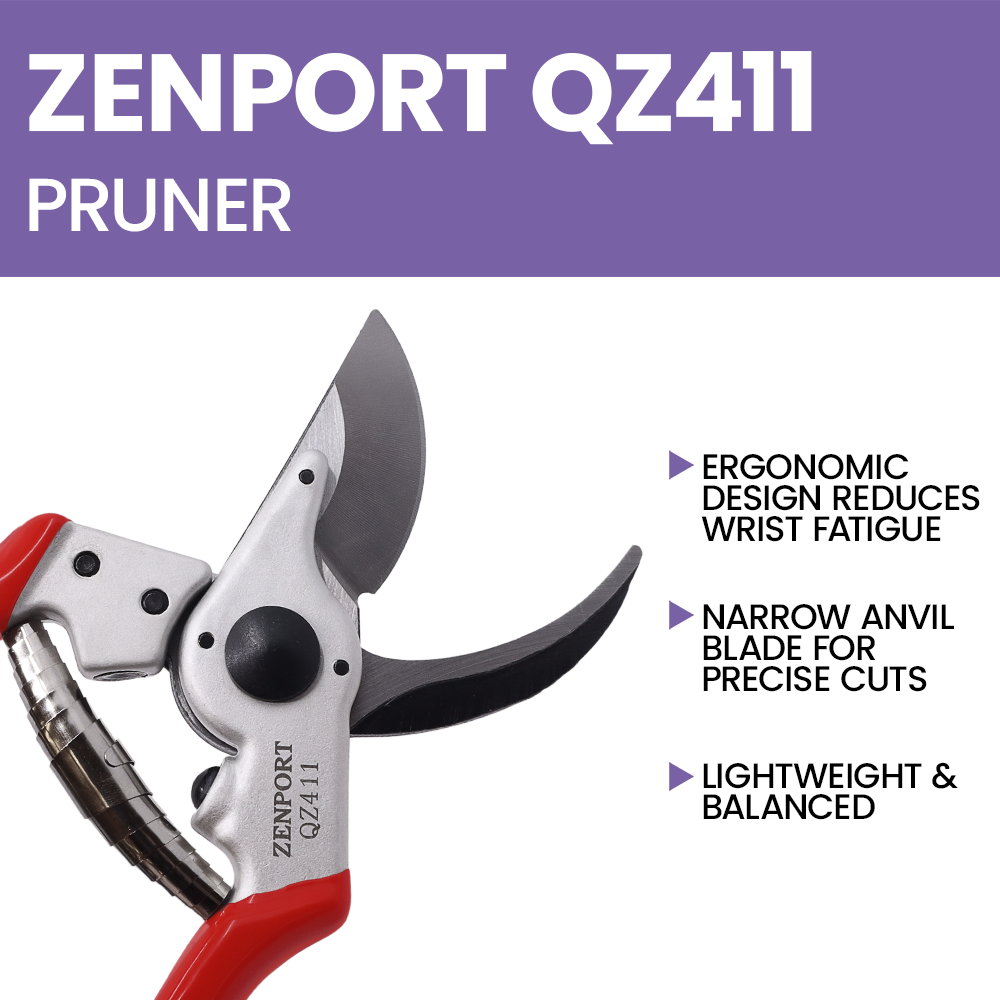 (image for) Zenport QZ411 Pruner Narrow Head Professional, 1-Inch Cut, 8.25-Inch Long