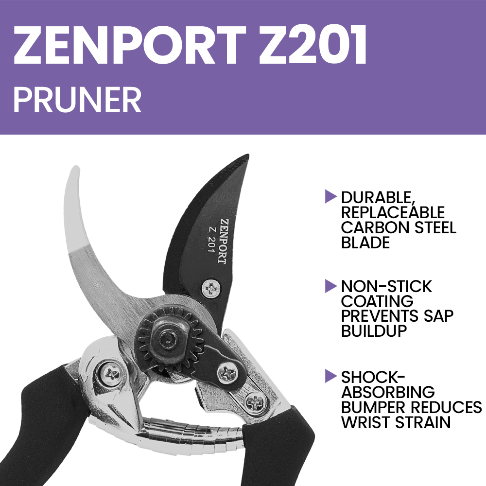 (image for) Zenport Z201 Pruner Heavy Duty Crew, Die-Cast Aluminum Handles, 1-Inch cut, 8-Inch Length