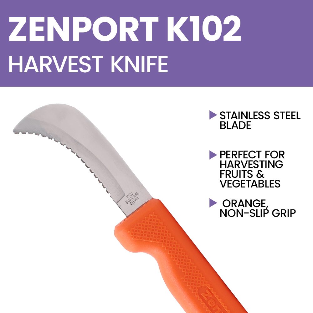 (image for) Zenport Sod Knife K102 Harvest/Utility Knife, Landscape and Sod, 3-Inch Stainless Steel Serrated Blade