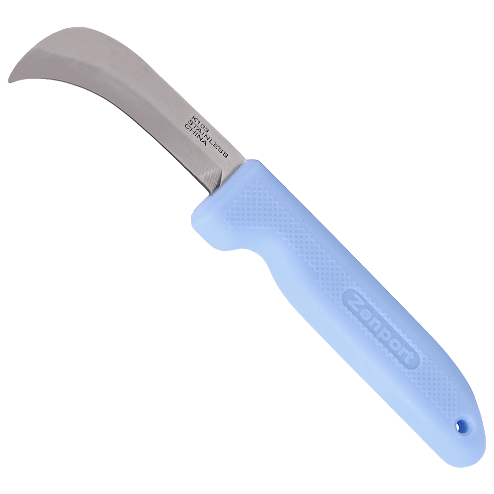 (image for) Zenport Sod/Mushroom Knife K103-BLUE Harvest Utility Knife, 3-Inch Straight Stainless Steel Non-Serrated Blade