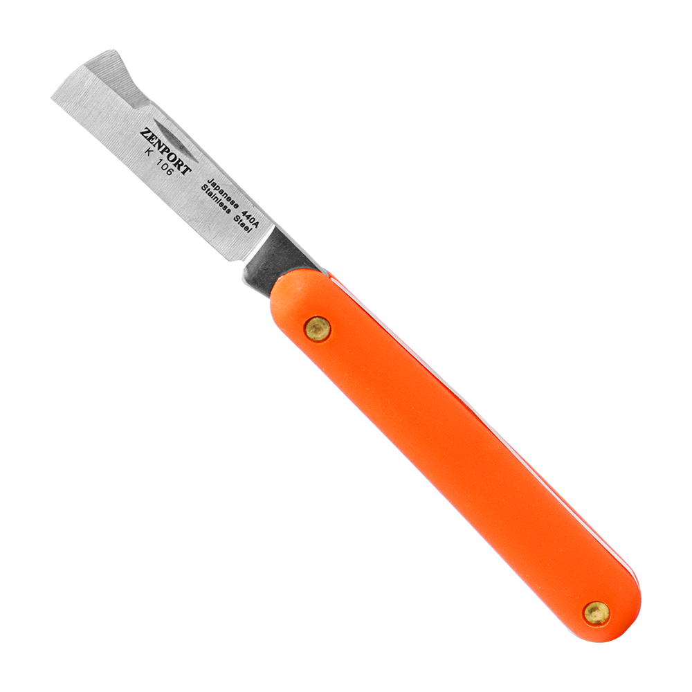 (image for) Zenport Grafting Knife K106 Budding and Grafting Knife, Bark Lifter, Dual-Taper Bevel Cutting Edge