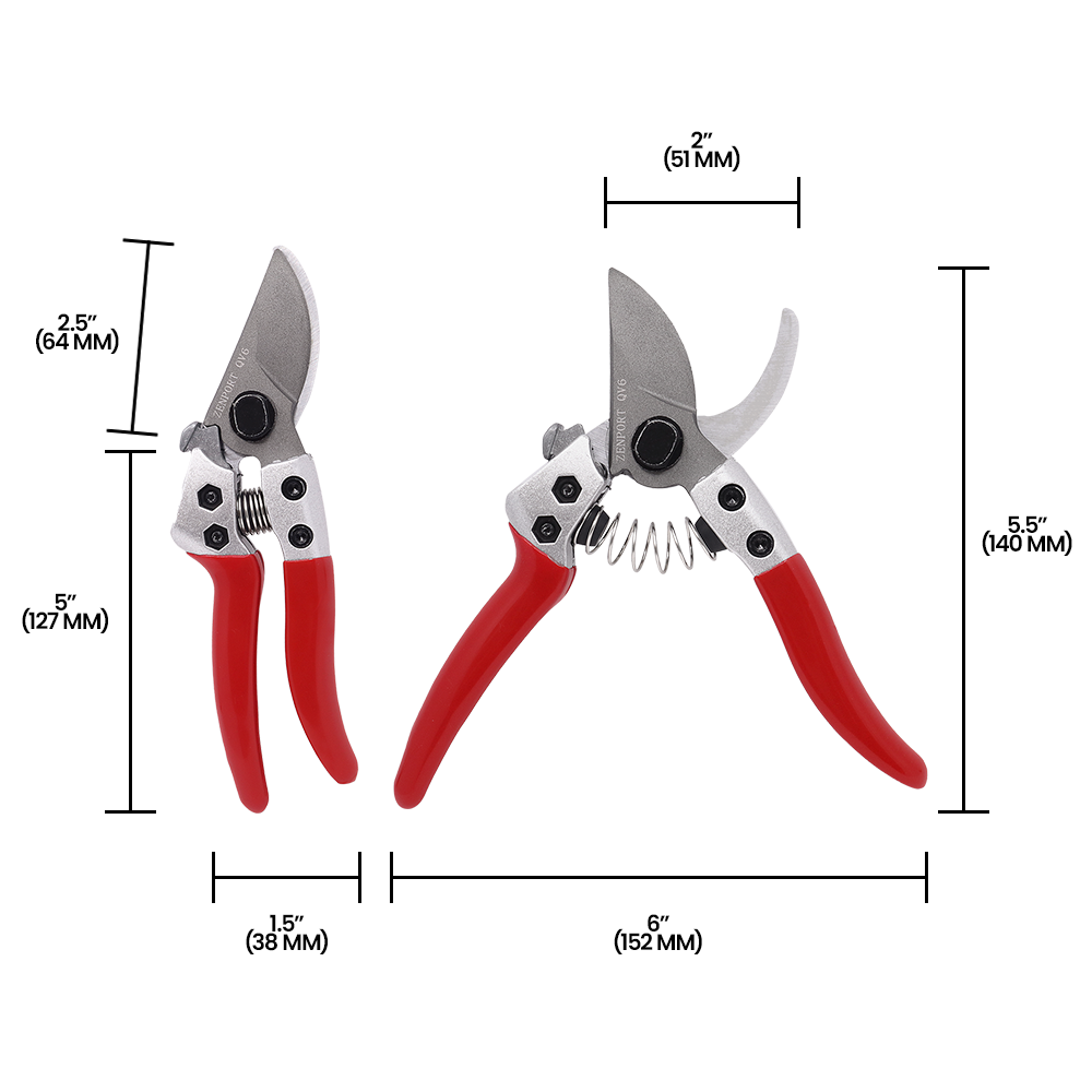 (image for) Zenport QV6 Pruner, Japanese Squeeze Open Pro, Chrome Plated Blade, Half-Inch Cut, 6-Inch Long