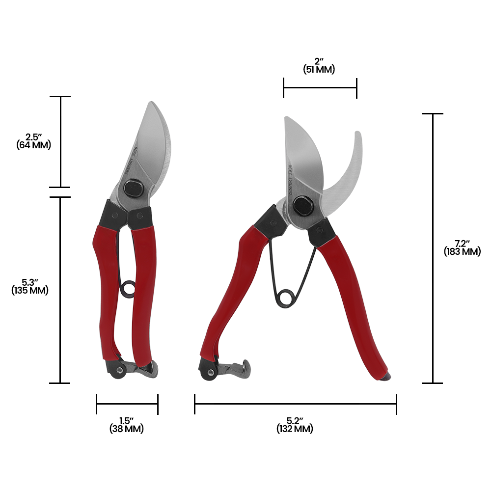 (image for) Zenport Z930 Pruner SK5 Japanese Steel, 1-Inch Cut, 8-Inch Long, Red Handle