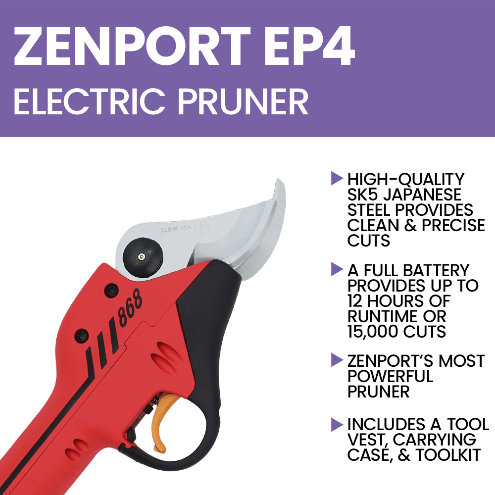 (image for) Zenport ePruner EP4 Large Battery Powered Electric Pruner, 10-Hour, 1.5 Inch Cut, 6-PIN