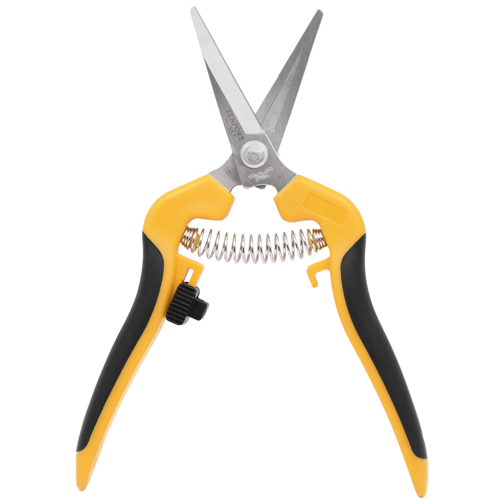 (image for) Zenport Shears H357 Curved Comfi-Grip Grape Harvest Shear, Relief Grooved Stainless Blade