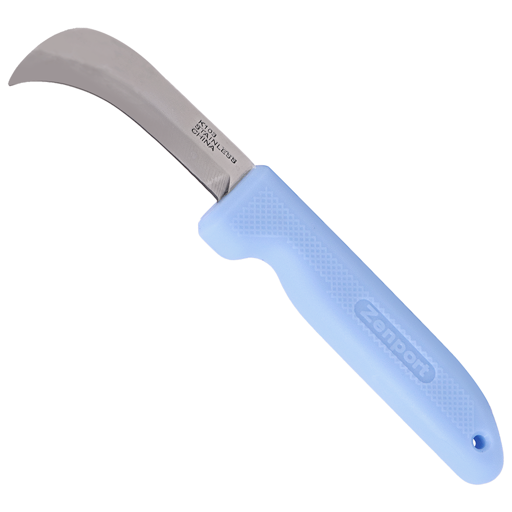 (image for) Zenport Sod/Mushroom Knife K103-BLUE Harvest Utility Knife, 3-Inch Straight Stainless Steel Non-Serrated Blade