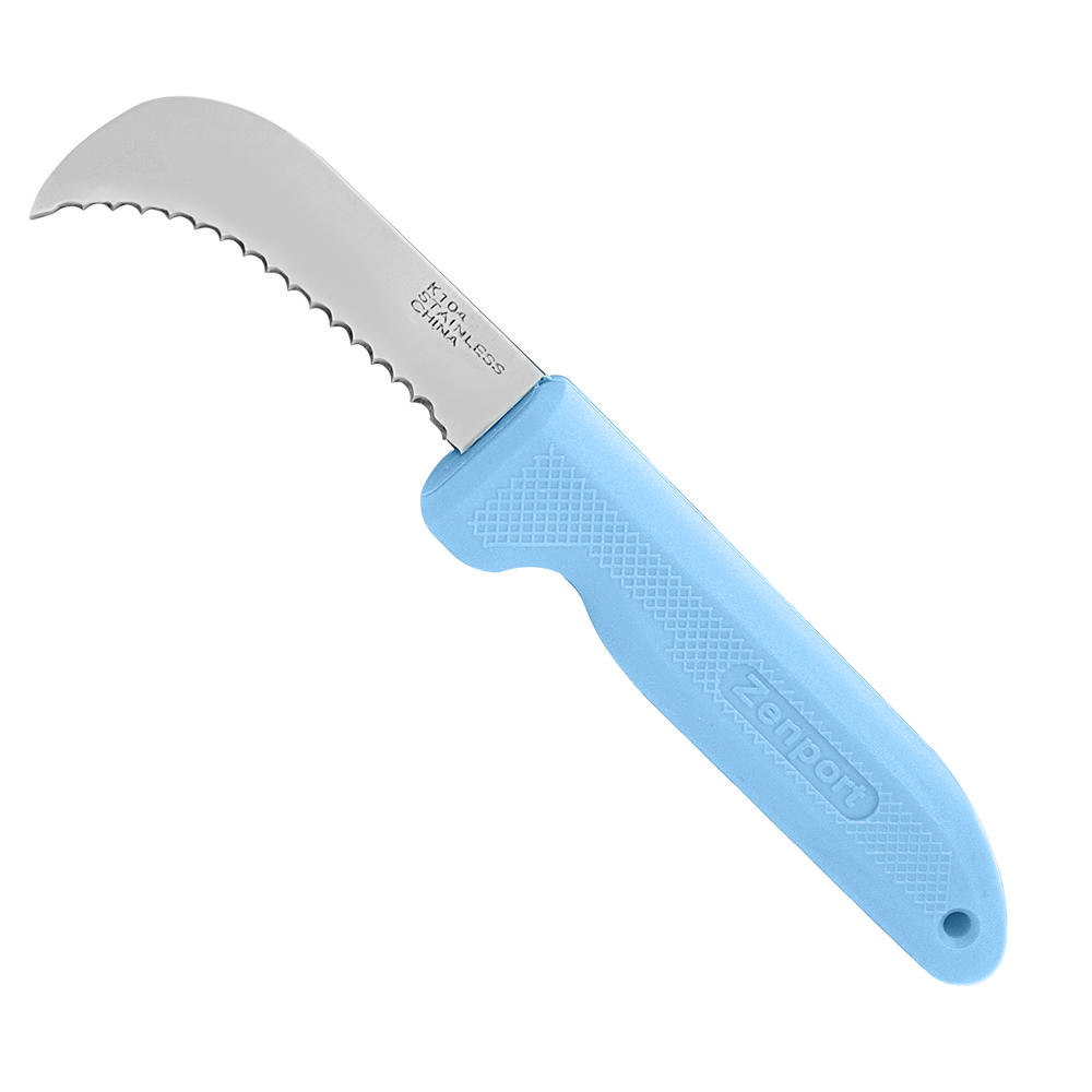 (image for) Zenport Sod Knife K104-BLUE Harvest Landscape Knife, 3-Inch Stainless Steel Deep Serrated Blade