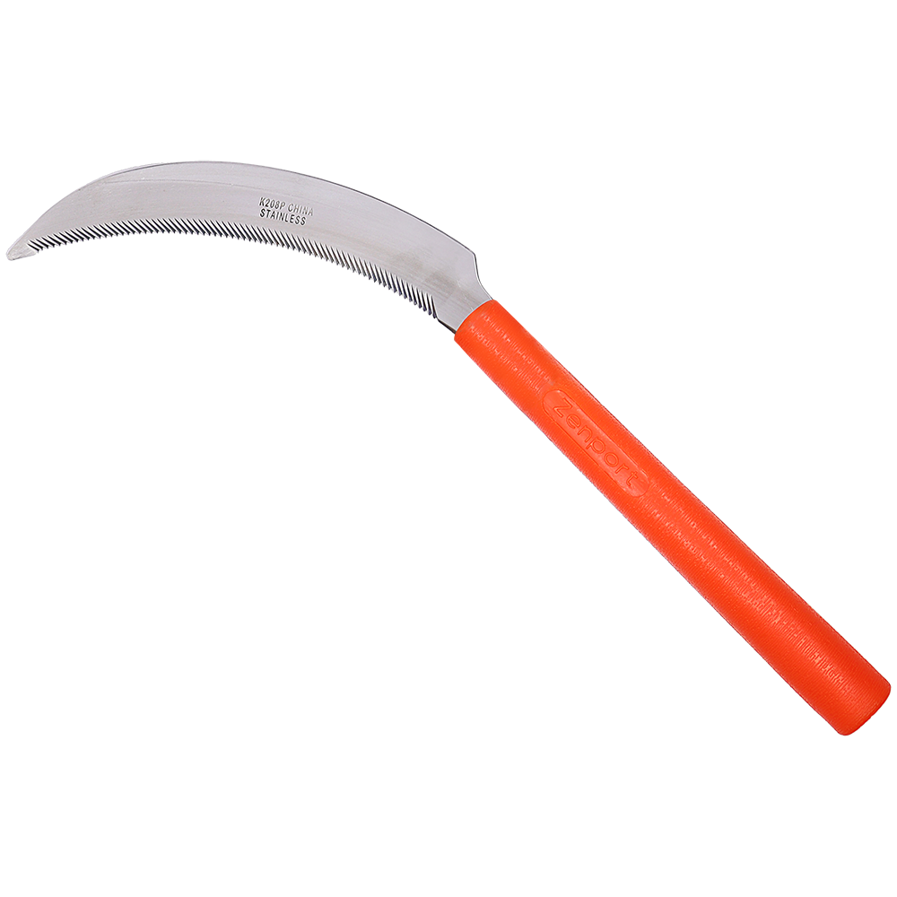 (image for) Zenport Sickle K208P Harvest Sickle, Orange Plastic Handle, Light Serration, 6.5-Inch Stainless Steel Blade