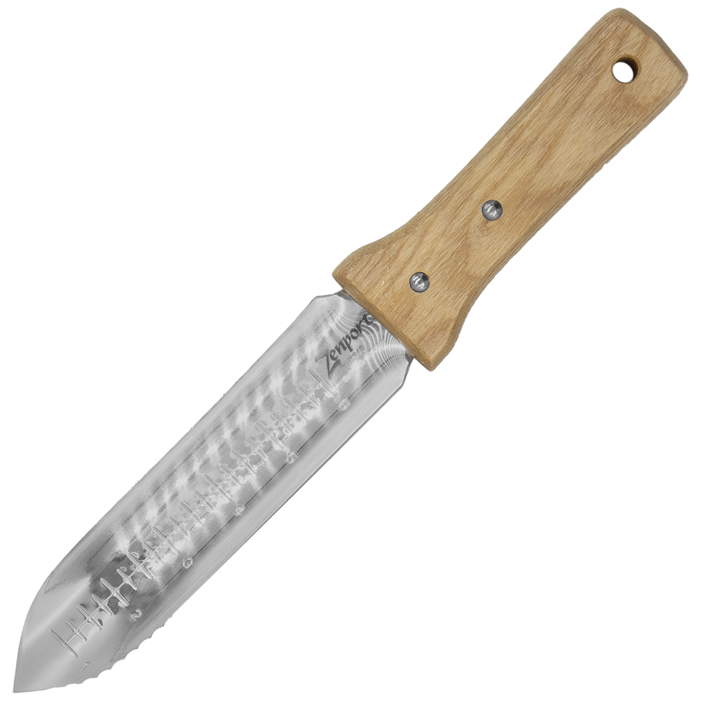 (image for) Zenport Soil Knife K248 Deluxe ZenBori Soil Knife Wooden Handle with Sheath, Ultimate Gardening Tool, Japanese Hori Hori Knives