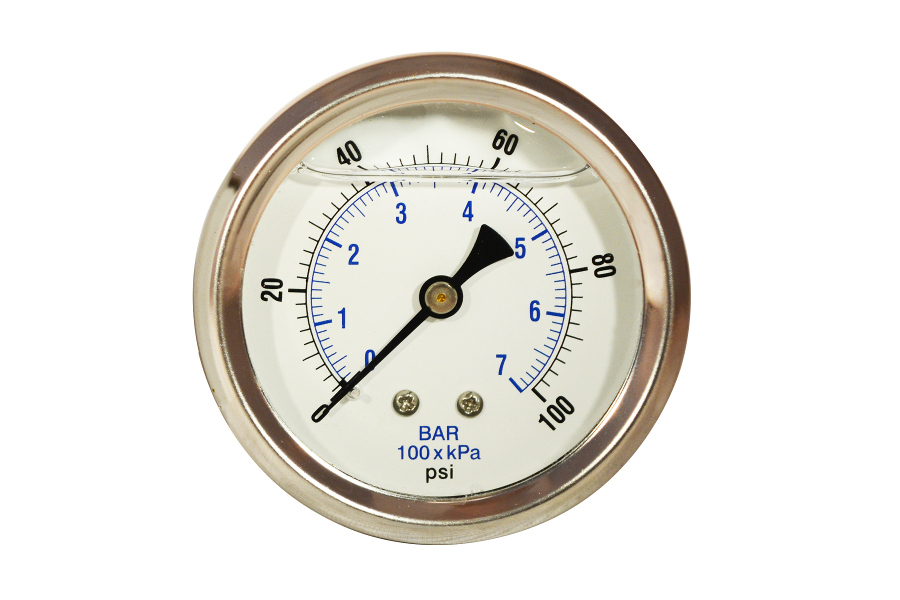 Pressure Gauge BLPG100 0-100 PSI Back Mount Liquid Glycerin Pressure Gauge